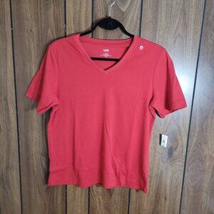 Women Tabi Red V-Neck T-Shirt - Size M